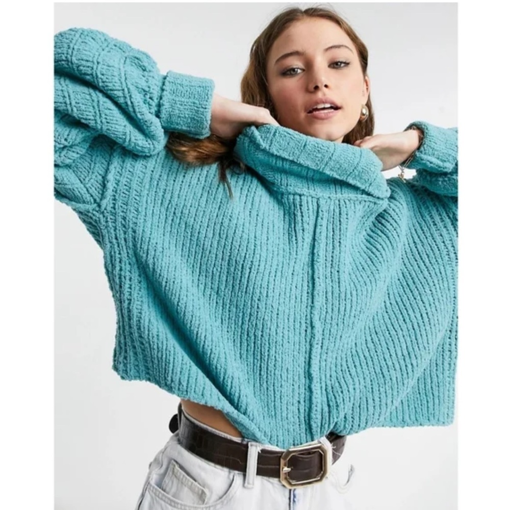 NWT Free People Emerald Aura Be Yours Pullover Balloon Sleeve Sweater XL Boho